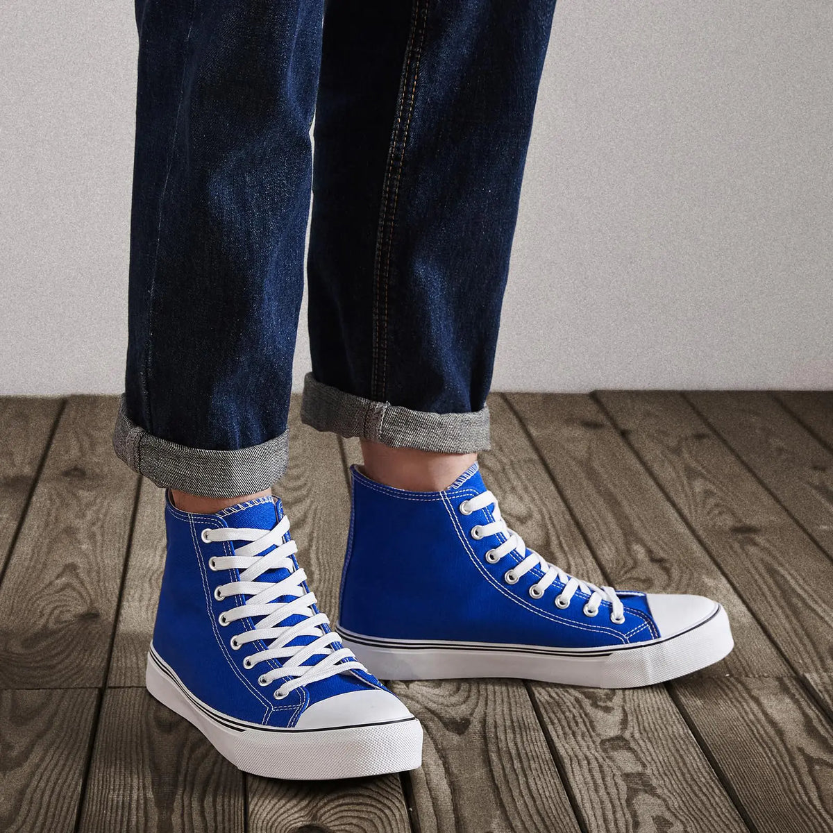 ZGR Men's High Top Canvas Sneakers Lace Up Classic Casual Walking Shoes 12 Blue Rieworkes