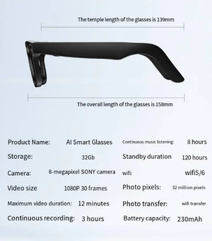 AI Camera Smart Glasses Mimarta