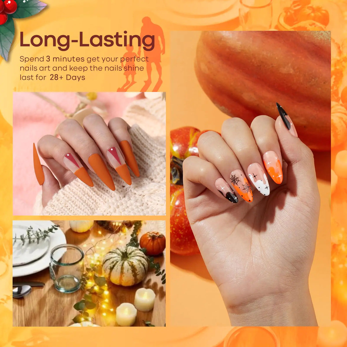 modelones Gel Nail Polish Set- 6 Colors Thanksgiving Day Orange Yellow Nail Polish Color Changing Gel Polish Kit Gray Black Nail Gel Kit Soak Off LED Nail Art Gifts DIY Salon Home A2 Thanksgiving Rieworkes