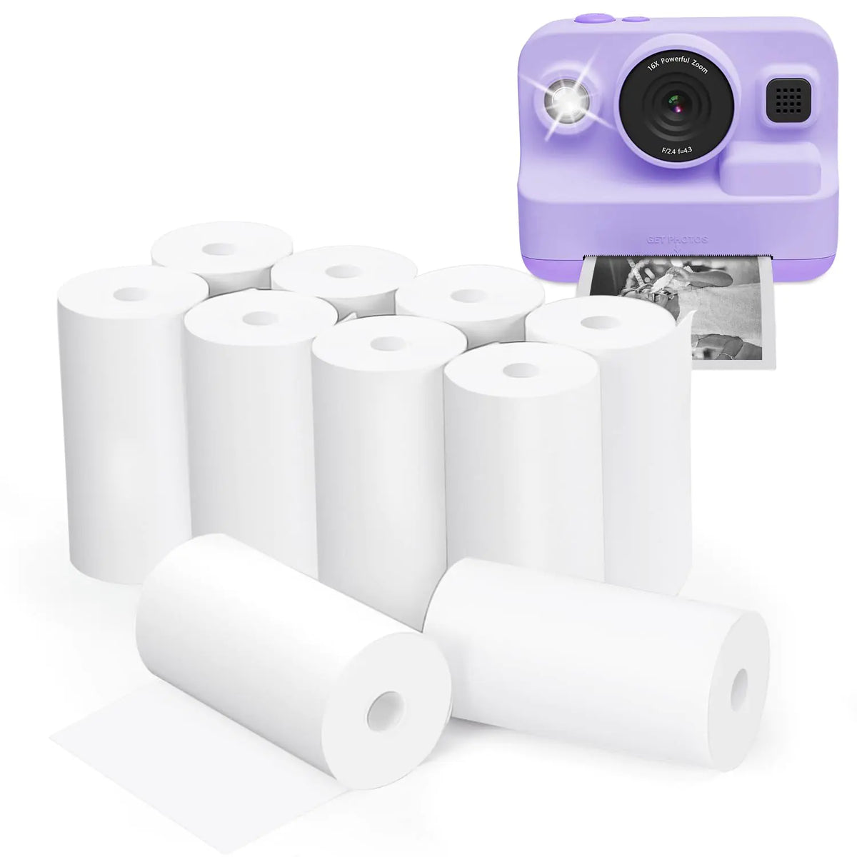 Anchioo Thermal Paper 10 Paper Rolls for Kids Instant Print Camera HD Printing Receipt Paper Set Portable Refill Paper Mimarta