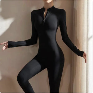 Women's Long-Sleeve Zipper Yoga Jumpsuit Rieworkes
