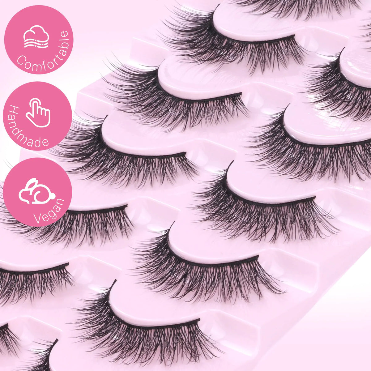 Lashes Wispy Natural False Eyelashes Mink Lashes 7 Pairs Cat Eye Lashes 3D Soft Lightweight Lashes Reusable Strip Lashes by EYDEVRO Wispy C Curl Rieworkes