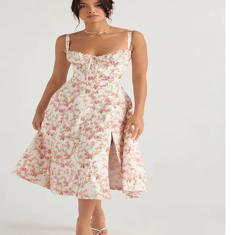 Parisian Dress - Waist Shaping Floral Maxi Dress (One Piece) Mimarta