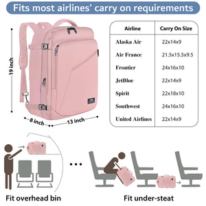 MATEIN Pink Travel Backpack for Women, Large Backpack Airline Approved, Expandable Carry on Backpacks, 35L Convertible Suitcase, Weekender Back Pack for Hiking Sport Gym, Gift for Traveler X-Large Rieworkes
