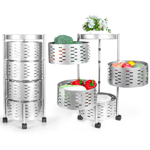 ATELGA 4 Tier Rotating Storage Rack Kitchen and Pantry Organizer Fruit and Vegetable Basket No Assembly Required Bathroom and Small Space Storage Solution Mimarta