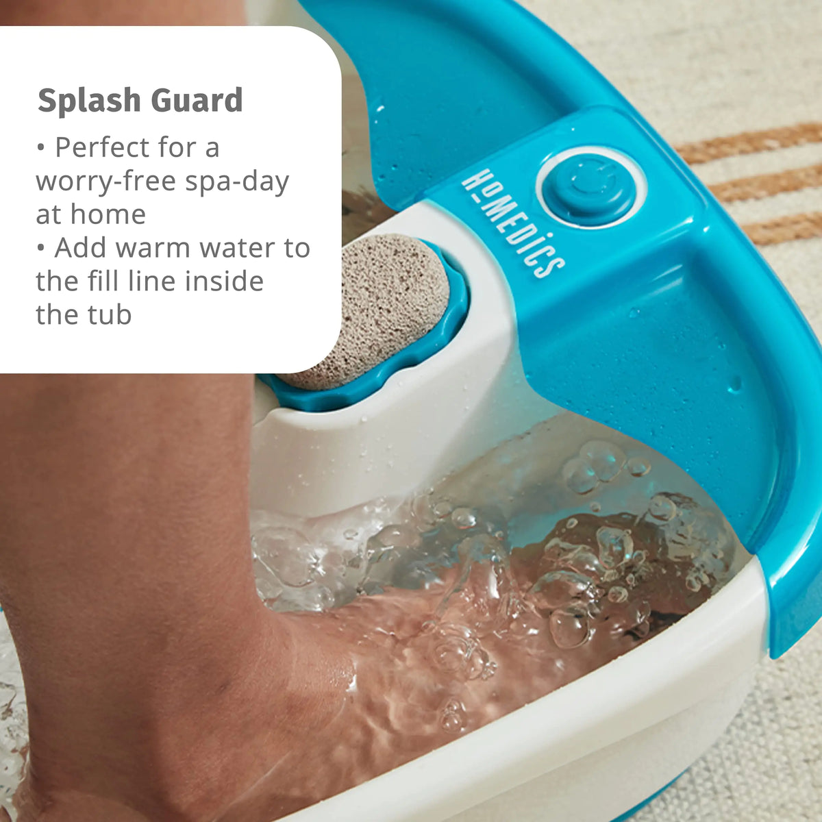Homedics Bubble Mate Foot Spa, Toe Touch Controlled Foot Bath with Invigorating Bubbles and Splash Proof, Raised Massage nodes and Removable Pumice Stone Standard Rieworkes