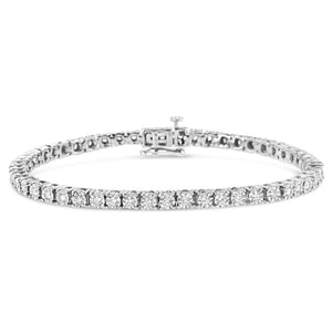 .925 Sterling Silver Lab Grown Diamond Illusion-Set Miracle Plate Tennis Bracelet - 7.25" Inches Rieworkes