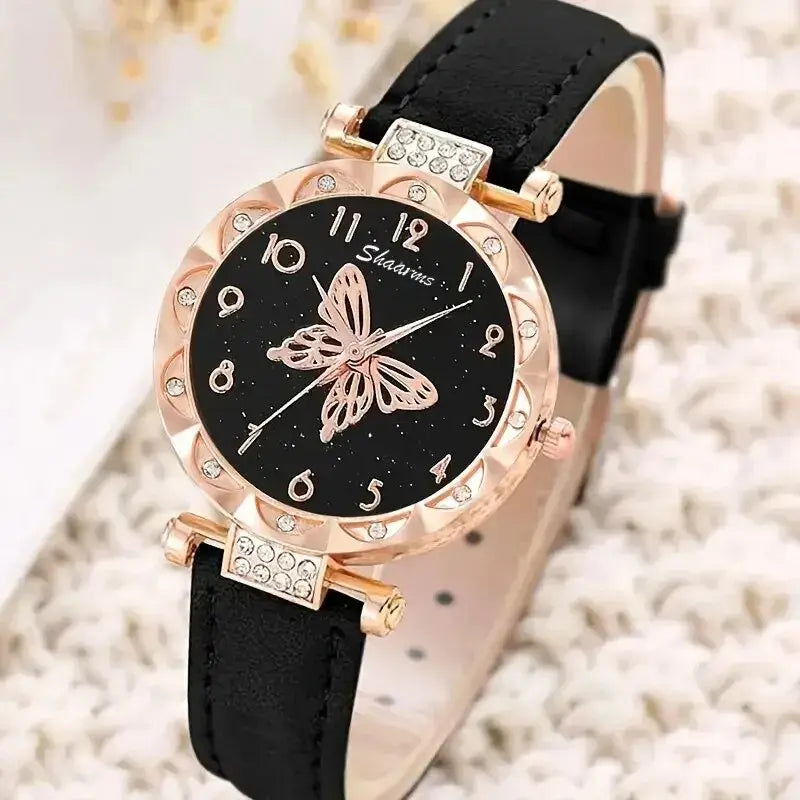 Luxury Rhinestone Butterfly Watch Set Rieworkes