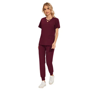 Stretch Women Slim Fit Scrubs Medical Uniforms Set Rieworkes