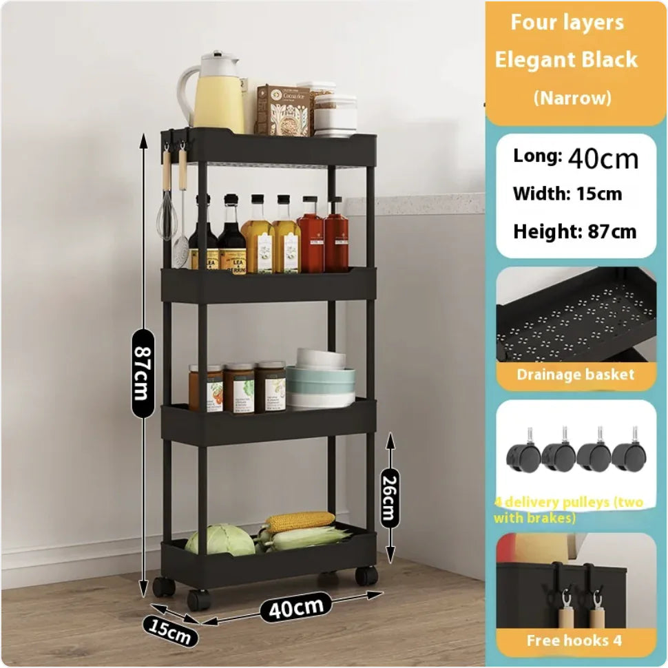 Multi-Tier Kitchen Floor Standing Storage Cart Rieworkes