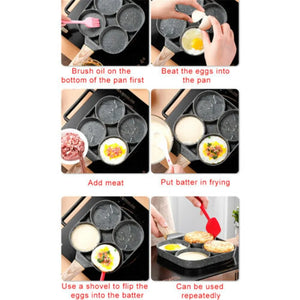 Four-Hole Non-Stick Omelet Pan: Versatile Breakfast Cookware Rieworkes