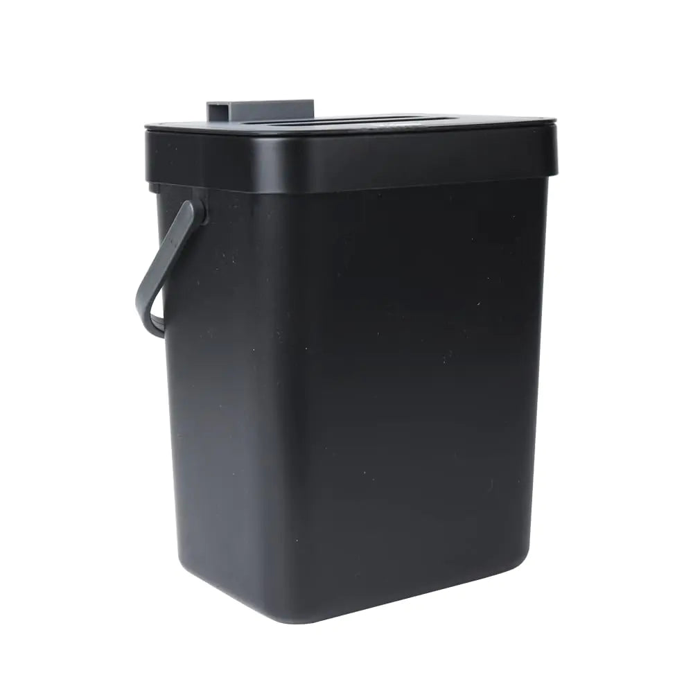 VIGIND Hanging Small Trash Can with Lid Under Sink for Kitchen 5 L/ 1.3 Gallons Plastic Waste BasketFood Waste BinKitchen Compost Bin for Counter TopBathroom/Office (Black) Mimarta