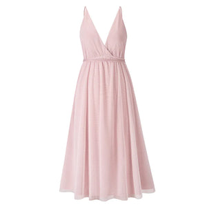 Elegant European American Gauze Strap Dress Mimarta