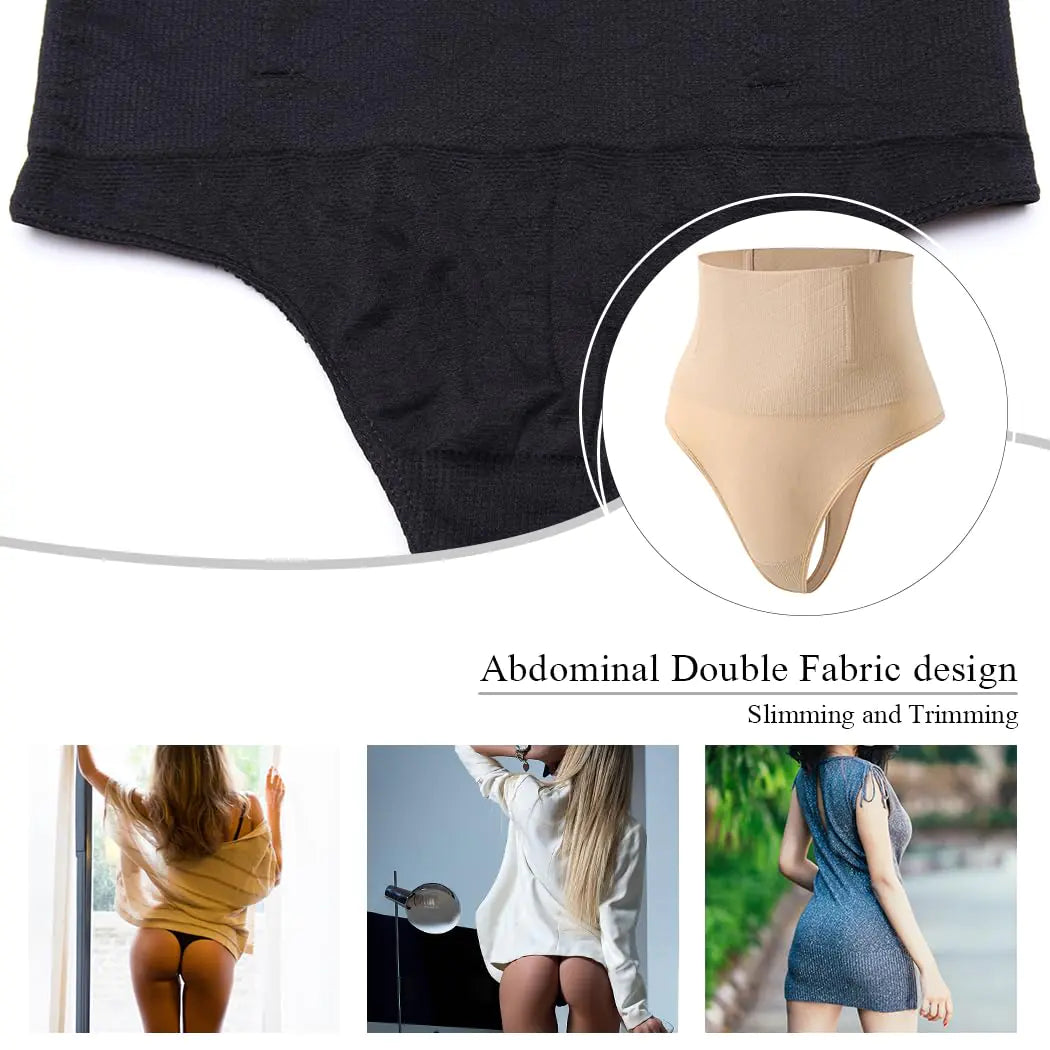 Werena Tummy Control Thong Shapewear for Women Seamless Shaping Thong Panties Body Shaper Underwear 01# Black 2 Pic Set 3X-Large Rieworkes