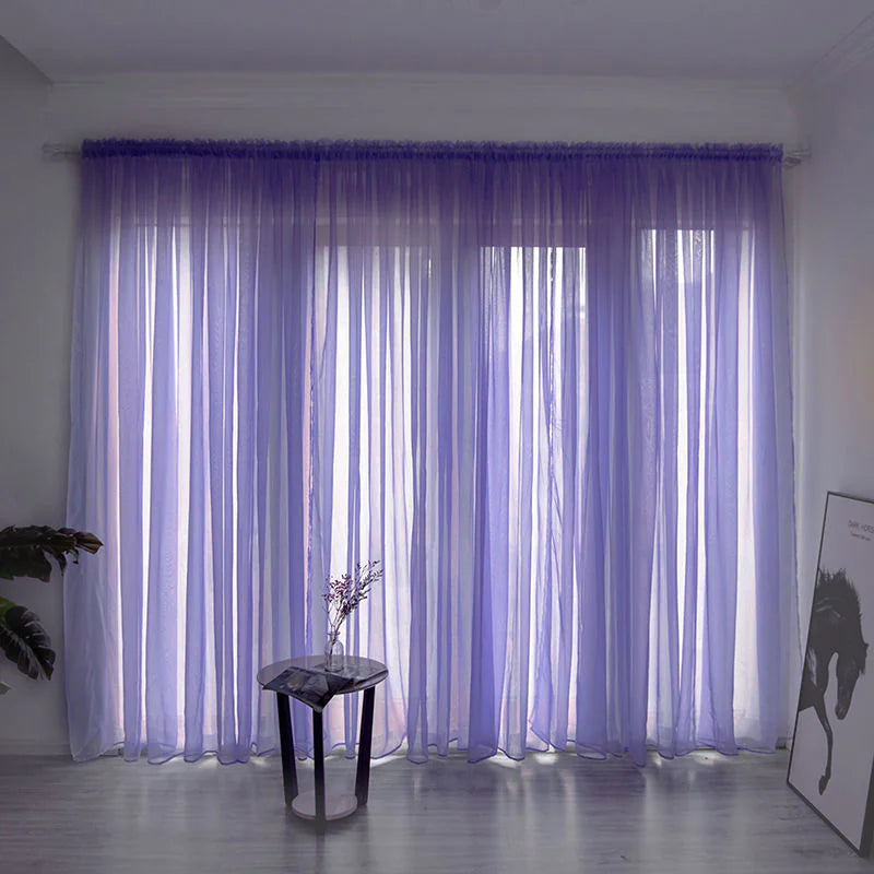 Simple And Modern Balcony Solid Color Gauze Curtain Rieworkes