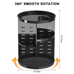 Rotating Makeup Organizer for Vanity, 360 Spinning Skincare Organizers with Adjustable Trays, Make Up Desk Storage Carousel Rack, Cosmetic Display Cases for Dresser Bathroom Countertop Black Rieworkes