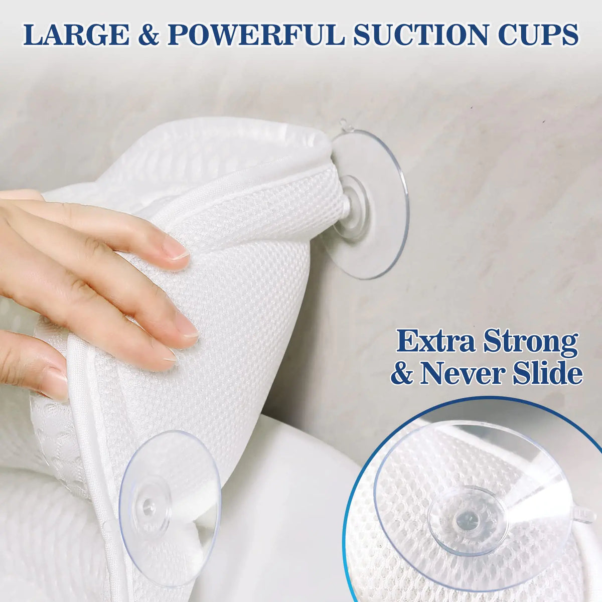 Bath Pillow Bathtub Pillow, Luxury Bath Pillows for Tub Neck and Back Support, Bath Tub Pillow Headrest with Soft 4D Mesh Fabric and Non-Slip Suction Cups, Relaxing Bath Accessories Spa Gifts Rieworkes