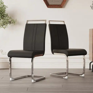 Modern Dining Chairs,PU Faux Leather High Back Upholstered Side Chair With C-shaped Tube Plating Metal Legs For Dining Room Kitchen Vanity Patio Club Guest Office Chair Set Of 4 Rieworkes