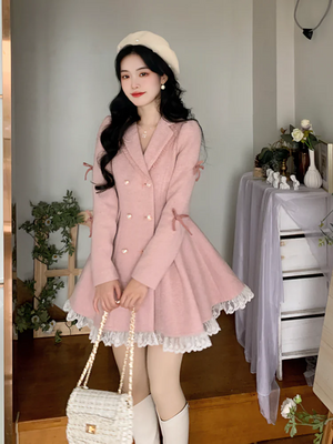 Winter Pink Sweet Elegant Dress Rieworkes