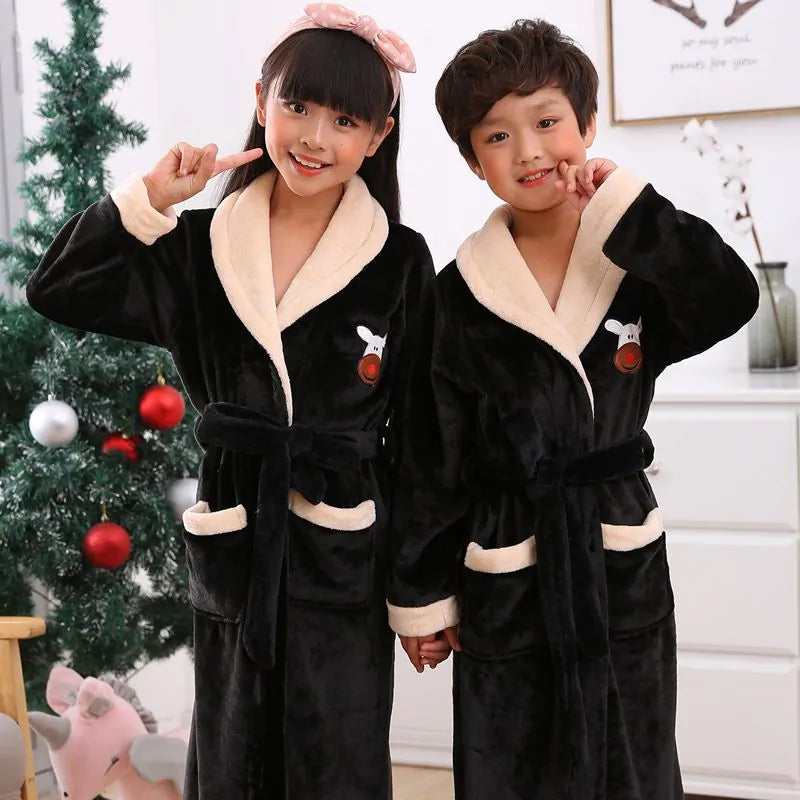Winter Coral Fleece Thick Bathrobe Rieworkes
