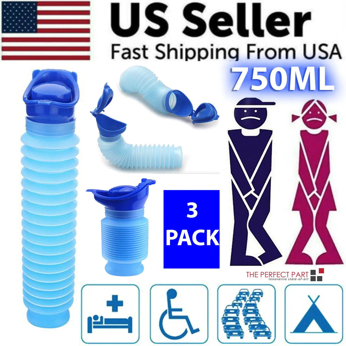 Male Female Portable Urinal Travel Camping Car Toilet Pee Bottle Emergency Kit Rieworkes