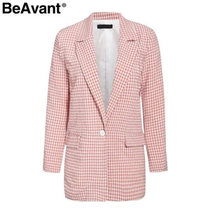 Elegant Plaid Women Blazer Rieworkes