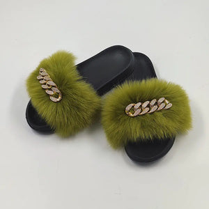 Plush Imitation Fox Fur Flip Flops Fashion Slippers Rieworkes