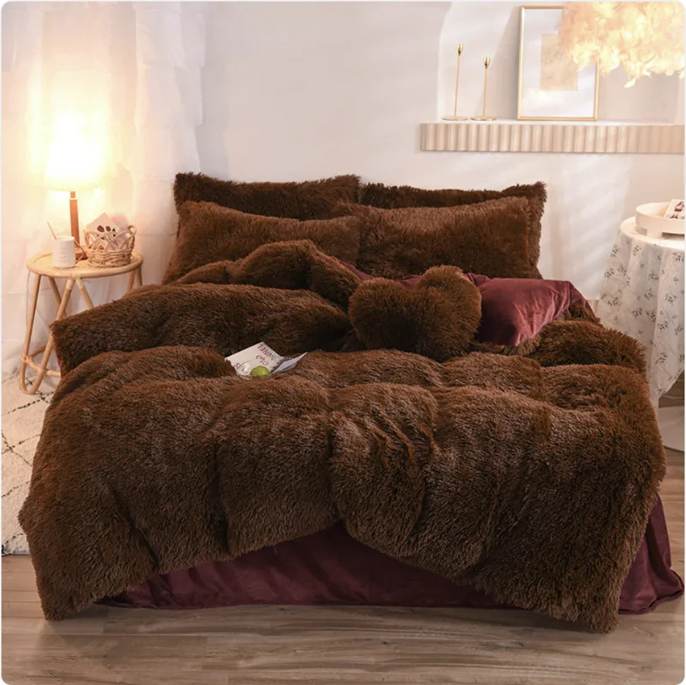 Luxury Plush Fleece Bedding Set - Queen & King Sizes, Warm Quilt Cover & Pillowcases Mimarta