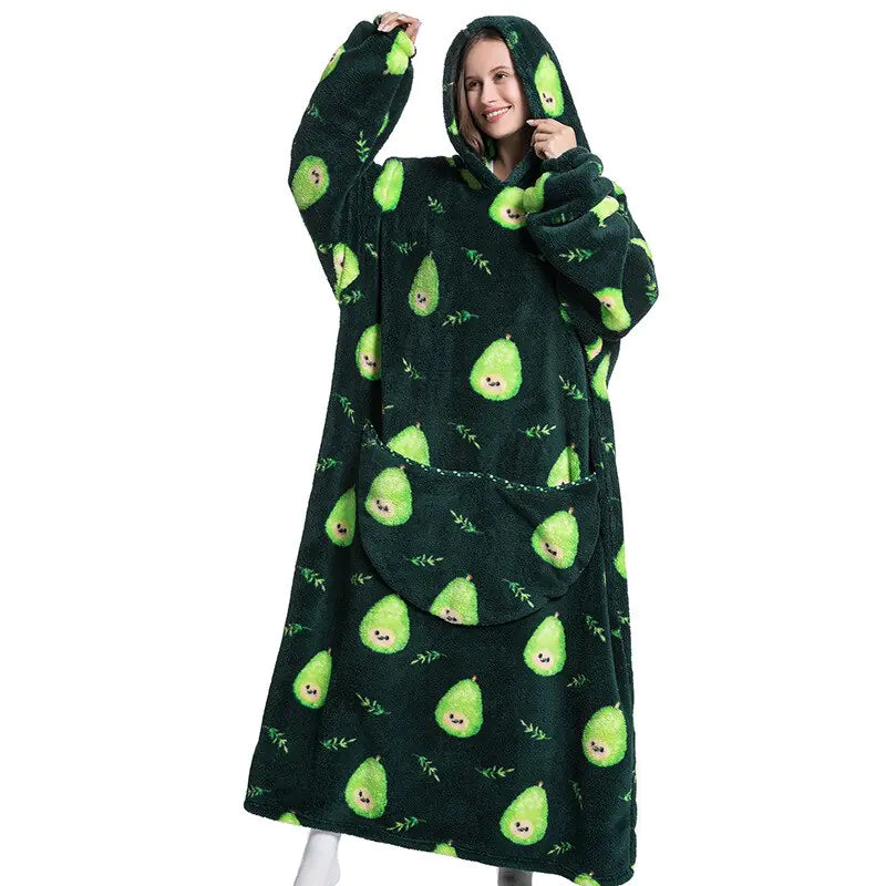 Oversized Long Blanket Hoodie Autumn Winter Fleece Rieworkes