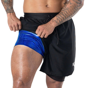 Kewlioo Mens Sauna Shorts - Heat Trapping 2-in-1 Double Layer Sauna Suit Shorts - Compression Training Gym Athletic Workout Shorts Pants for Men (Black Medium) Mimarta