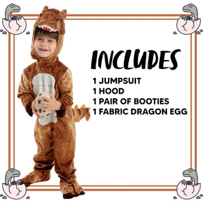 Spooktacular Creations Realistic T-rex Costume Outfit Dinosaur Jumpsuit with Egg for Kids Toddler Halloween Dress-up Party Bronze 3T(3-4 yrs) Rieworkes