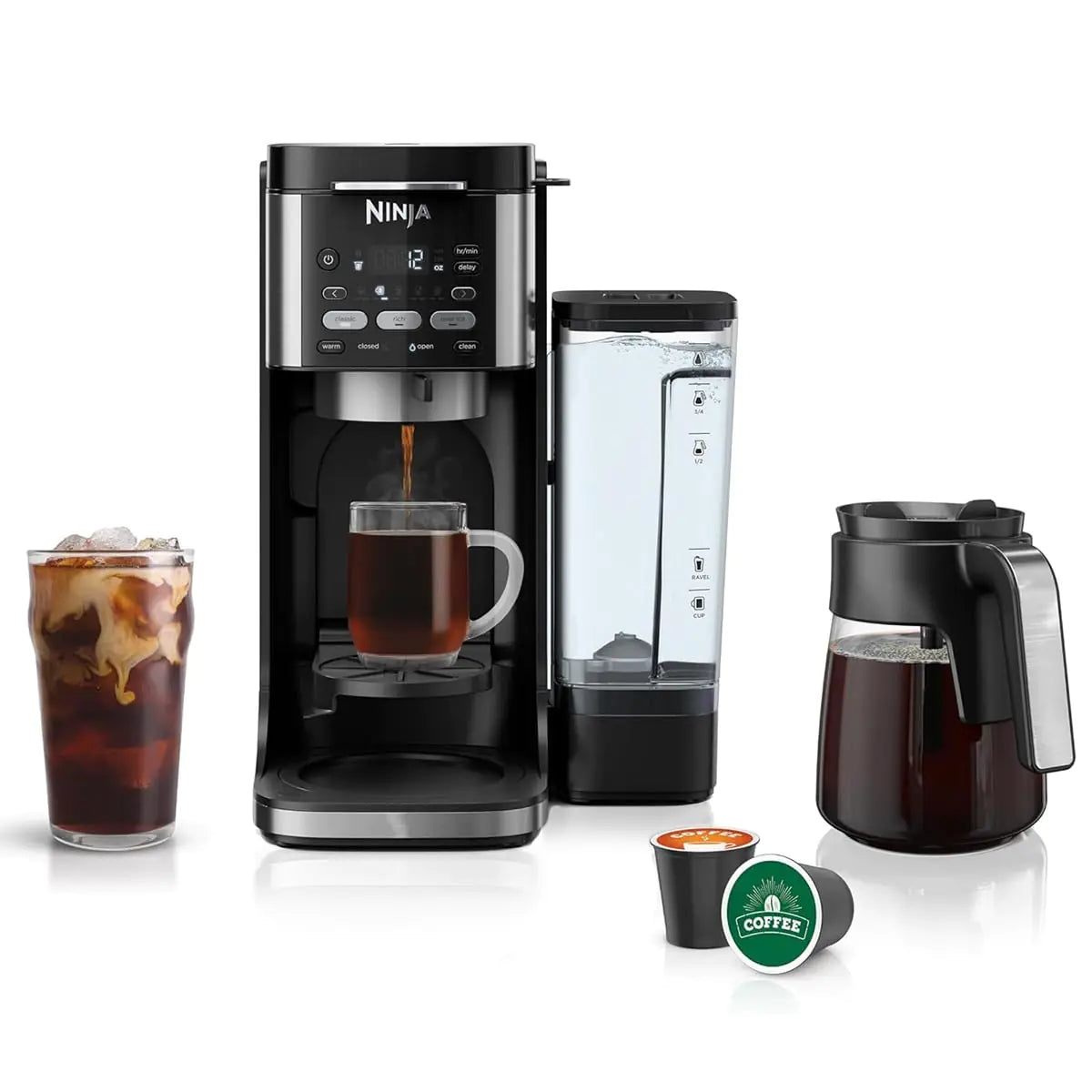 Ninja CFP101 DualBrew Hot & no Iced Coffee Maker Single-Serve Compatible with K-Cups & 12-Cup Drip Coffee Maker Black (Renewed) Mimarta