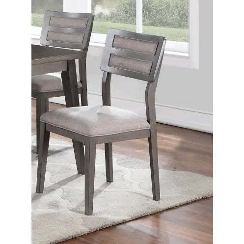 Beautiful Unique Set Of 2 Side Chairs Dark Brown Finish Kitchen Dining Room Furniture Ladder Back Design Chairs Cushion Upholstered Rieworkes