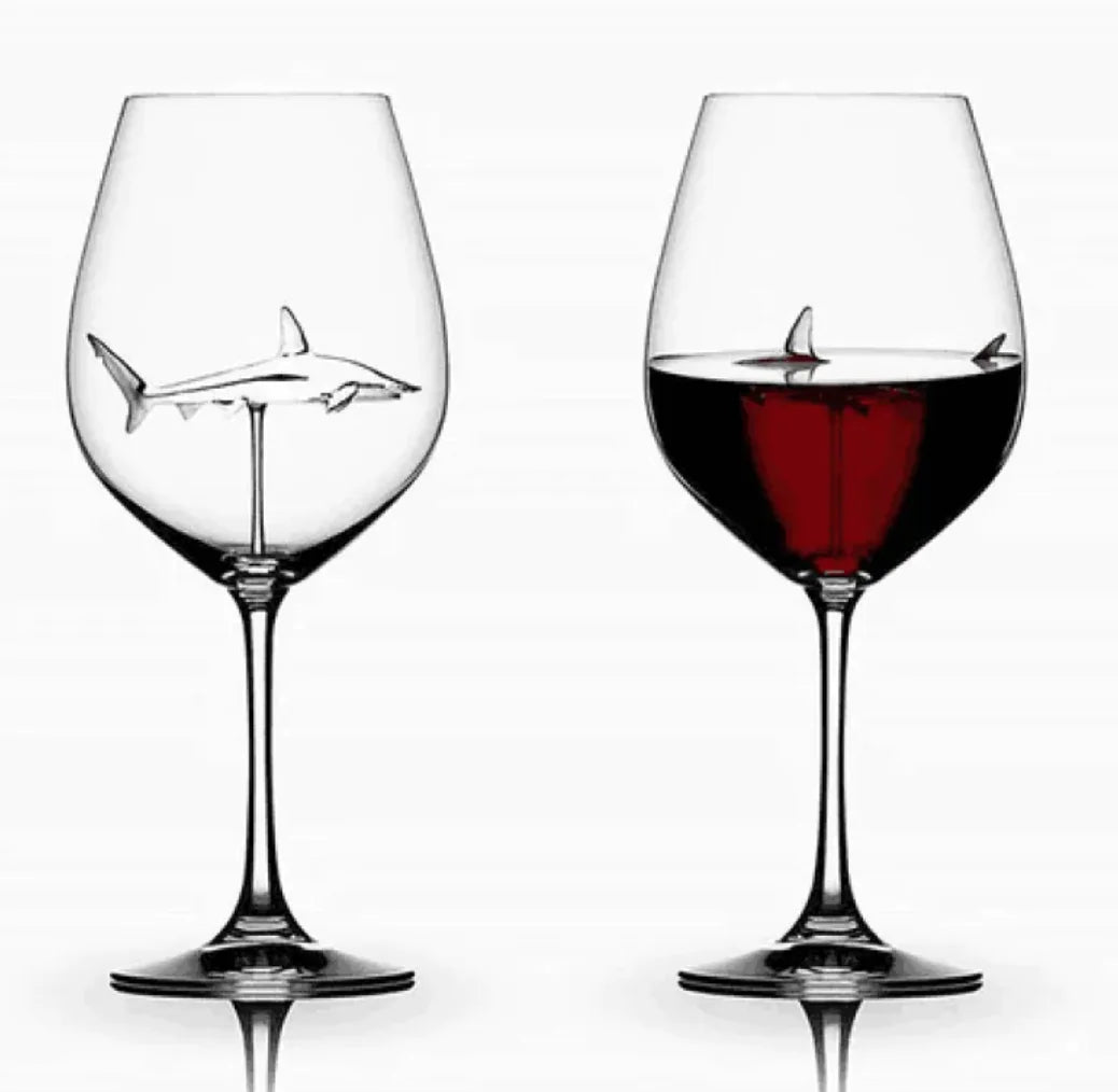 Shark Inside Red Wine Glass Rieworkes