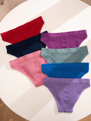 Elegant Comfortable Textured Panties Set of Seven Rieworkes