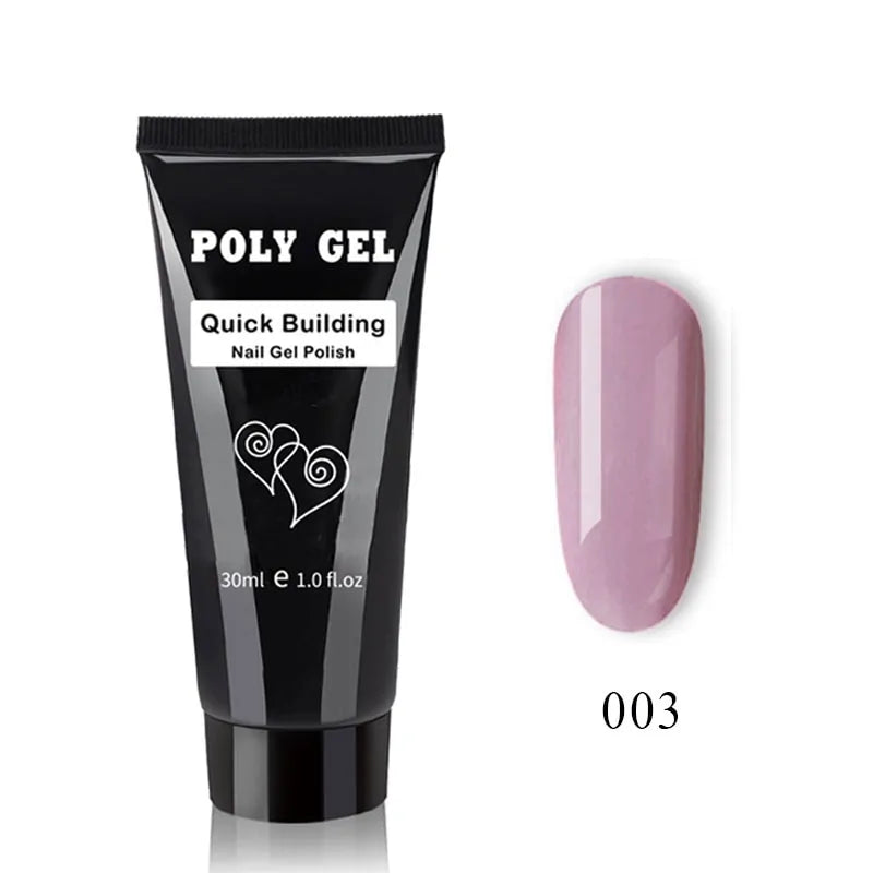 French Nail Art Poly Gel Kit with UV Brush and Nail Tips Rieworkes