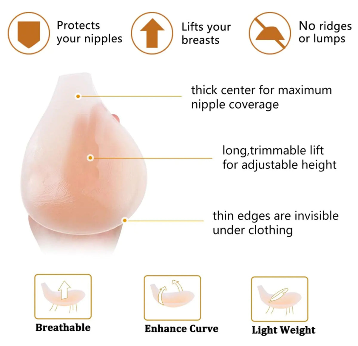 Sticky Bra Silicone Adhesive Bra for Women Invisible Bras for Backless Strapless Dress Nippless Covers Push Up Bra C/D Cup Rieworkes
