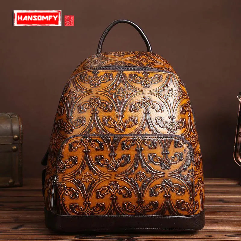 Luxury Retro Genuine Leather Women's Backpack Bag Mimarta