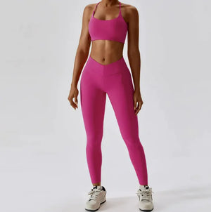 Back Striped Design Sports Yoga Suit Rieworkes