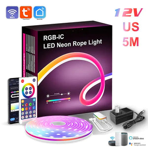RGB LED Neon Light Bar with WiFi, App and Voice Control, Music Sync – Ideal for TV Backlighting and Room Decoration Rieworkes