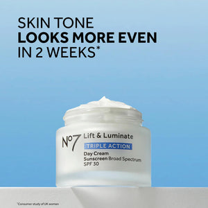 No7 Lift & Luminate Triple Action Day Cream - Anti-Aging Face Moisturizer SPF 30, Hyaluronic Acid & Vitamin C - Firms Skin for Radiant Glow - Suitable for Sensitive Skin (2 pack, 1.69 Fl Oz each) Regular, Pack of 2 Rieworkes