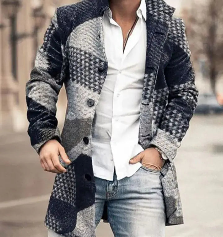 Men's Fashion Casual Tweed Stand-up Collar Coat Rieworkes