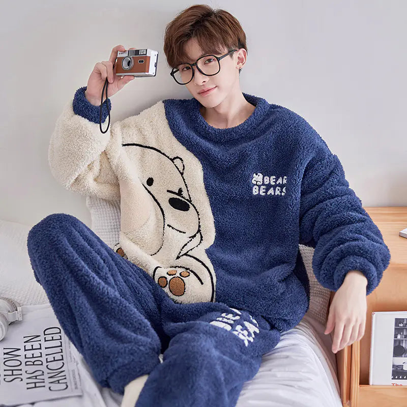 Men's Thickened Plush Winter Home Suit for Autumn/Winter Mimarta
