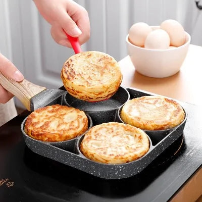 Four-Hole Non-Stick Omelet Pan: Versatile Breakfast Cookware Rieworkes