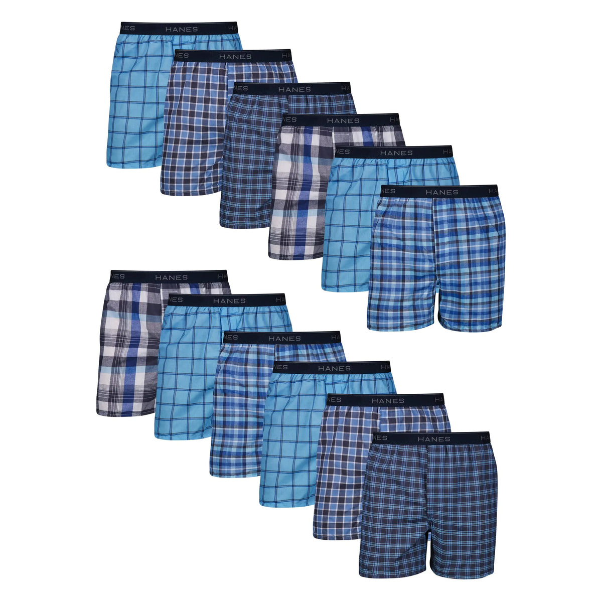 Hanes Men's Tagless Boxer Underwear, Exposed Waistband, Multi-packs Available 12 Assorted - 12 Pack XX-Large Rieworkes