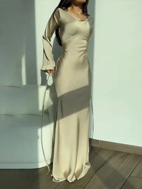 Elegant Satin Evening Party Dress Rieworkes