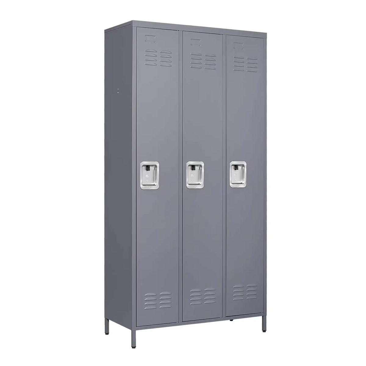 3 Employee Metal Lockers With 72 Inch High Locks, Home Gym Office, School Garage Lockers, Gray Rieworkes