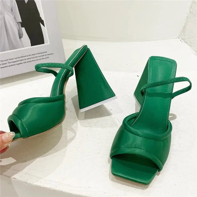 Slides Mules Summer Silk Thick Block Heels Rieworkes