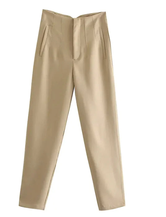 Elegant High Waist Pencil Trousers for Women Rieworkes