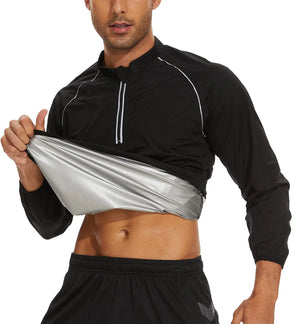 NINGMI Sauna Suit for Men Sauna Jacket Zipper Long Sleeves Sweat Sauna Suits Top Boxing Fitness Workout Mimarta